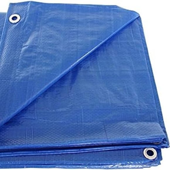 P-LINE Large Blue Tarp Cover –for Secured Tie-Down – 5mil Thick (40ft x 50ft)
